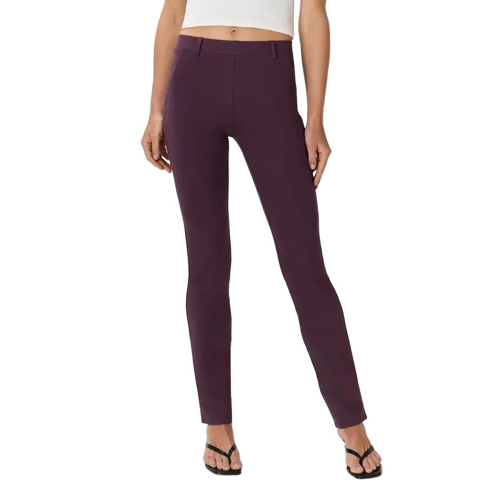Quince Women's Dark Orchid Purple Ultra-Stretch Ponte Straight Leg Pants Size XS